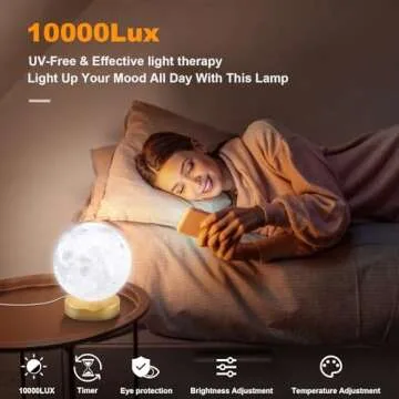 Doraubia Light Therapy Lamp,10000 Lux Sun Lamp with 3 Color Temperatures,Adjustable Brightness,Timer & Memory Function, Happy Daylight Lamp，Full Spectrum Light with Remote Control for Home, Office