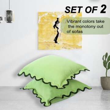 MIKI WELL 16x16 inch Square Pillow Covers, Set of 2 Scalloped Pillow Covers, Cute Decorative Pillows...