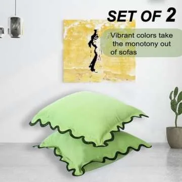 MIKI WELL 16x16 inch Square Pillow Covers, Set of 2 Scalloped Pillow Covers, Cute Decorative Pillows...