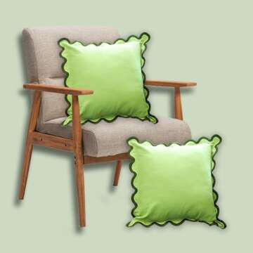 MIKI WELL 16x16 inch Square Pillow Covers, Set of 2 Scalloped Pillow Covers, Cute Decorative Pillows, Living Room Sofa Bedroom Pillow Covers, Soft Cotton Linen Cushion Pillow Covers (Forest Green)