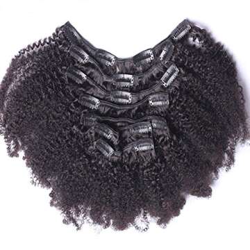7A 4B 4C Kinky Curly Clip In Human Hair Extensions 7Pc Natural Brazilian African American Clip In Human Hair Extensions Clip Ins