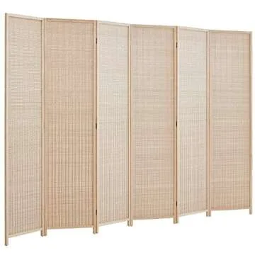 Room Divider Privacy Screen 16" Room Dividers and Folding Privacy Screens 6 Panel Room Divider Wall 5.6FT Tall Bamboo Room Divider Partitions/Separator