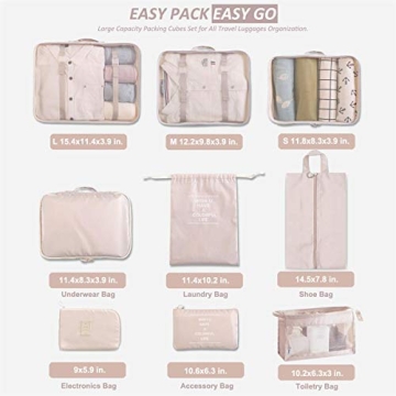 Packing Cubes for Travel - 9 Set Luggage Organizers