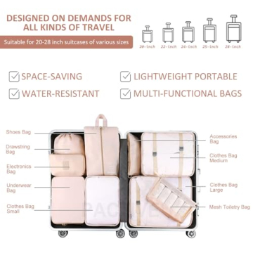 Packing Cubes for Travel - 9 Set Luggage Organizers