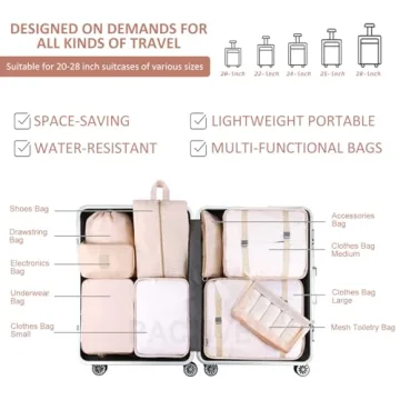 Packing Cubes for Travel - 9 Set Luggage Organizers