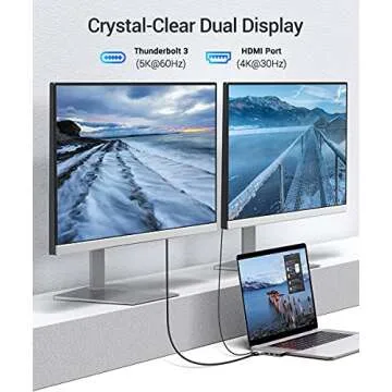 RayCue USB C Adapter for MacBook Pro/Air, MacBook Adapter HDMI, MacBook Air M1 USB Multiport USB C Hub with 4K HDMI, Thunderbolt 3/4, for MacBook Pro 13"-16" 2023-2016, MacBook Air 2023-2018