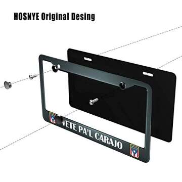 HOSNYE VETE PA'L CARAJO License Plate Frame Puerto Rico Rican Bl Steel Metal License Plate Cover Front Plates Frames Car Tag Frame for Women Men US Vehicles Standard