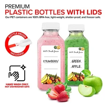 12oz Clear Plastic Juice Bottles with Caps - Reusable & Convenient