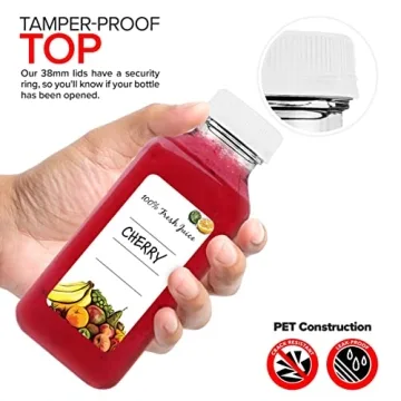 12oz Clear Plastic Juice Bottles with Caps - Reusable & Convenient