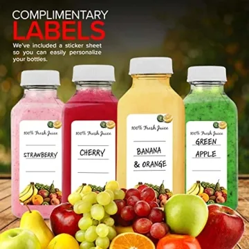 12oz Clear Plastic Juice Bottles with Caps - Reusable & Convenient