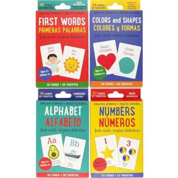 Bilingual Flash Cards Value Pack - Spanish and English (Includes Alphabet, Colors & Shapes, First Words, and Numbers) (Set of 4 Decks)