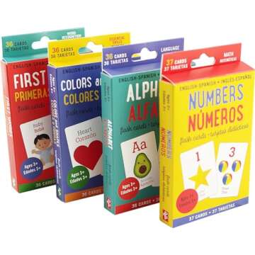 Bilingual Flash Cards Value Pack - Spanish and English (Includes Alphabet, Colors & Shapes, First Words, and Numbers) (Set of 4 Decks)
