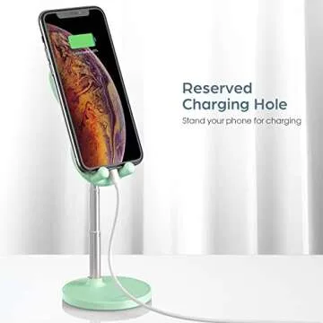 nediea Cell Phone Stand,Angle Height Adjustable Cell Phone Stand for Desk,Cute Rabbit Phone Holder Stand for Desk, Compatible with All Mobile Phones, Tablets(4-10in) (Green)