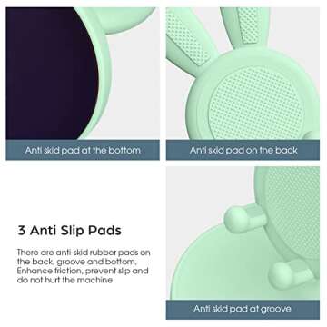 nediea Cell Phone Stand,Angle Height Adjustable Cell Phone Stand for Desk,Cute Rabbit Phone Holder Stand for Desk, Compatible with All Mobile Phones, Tablets(4-10in) (Green)