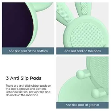 nediea Cell Phone Stand,Angle Height Adjustable Cell Phone Stand for Desk,Cute Rabbit Phone Holder Stand for Desk, Compatible with All Mobile Phones, Tablets(4-10in) (Green)