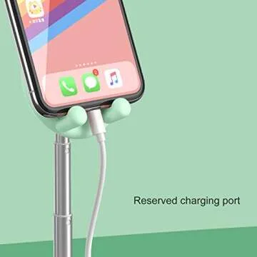 nediea Cell Phone Stand,Angle Height Adjustable Cell Phone Stand for Desk,Cute Rabbit Phone Holder Stand for Desk, Compatible with All Mobile Phones, Tablets(4-10in) (Green)