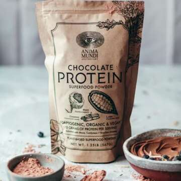 Anima Mundi Apothecary Chocolate Protein Superfood Powder - Organic Vegan Protein Powder - Nutrient-...