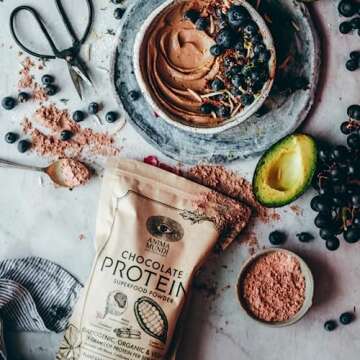 Anima Mundi Apothecary Chocolate Protein Superfood Powder - Organic Vegan Protein Powder - Nutrient-Dense Chocolate Plant Based Protein Blend with Adaptogens for Energy & Strength (567g)