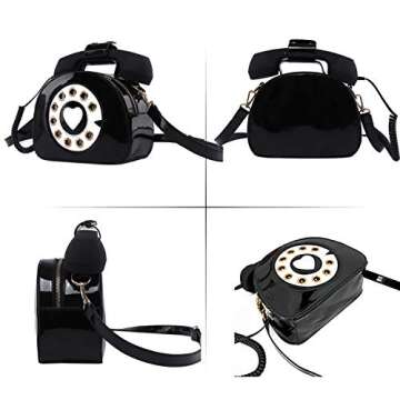 Oweisong Fun Telephone Purse for Women Novelty Pink Phone Tote Handbags Top Handle Shoulder Crossbdo...