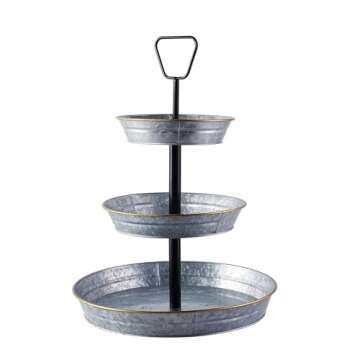 3 Tier Rustic Galvanized Serving Tray for Weddings & Parties