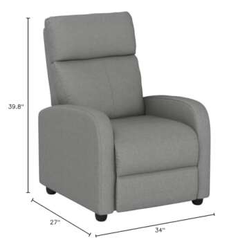 Recliner Chair for Living Room Massage Reading Sofa Home Theater Seating Modern Reclining Easy Lounge with Fabric Padded Seat Backrest (Grey)