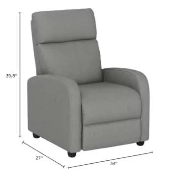 Recliner Chair for Living Room Massage Reading Sofa Home Theater Seating Modern Reclining Easy Lounge with Fabric Padded Seat Backrest (Grey)