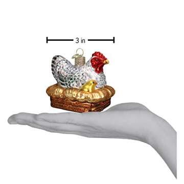 Old World Christmas Hen on Nest Glass Ornament for Tree
