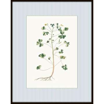 Striped Floral Botanical Collage Prints - Vintage Decor & Art Prints Set