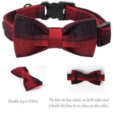 Lionet Paws Adjustable Cotton Dog Collar with Bowtie