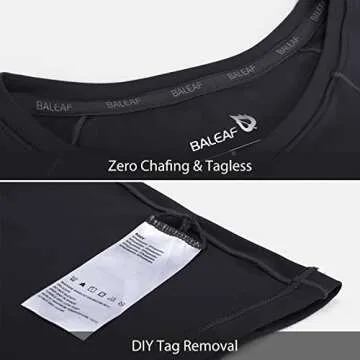 BALEAF Women's Long Sleeve Workout Shirts Fitted Yoga Tops Running Athletic Underscrub with Thumb Holes Black L