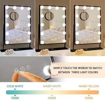 FENCHILIN Lighted Makeup Mirror with Touch Control