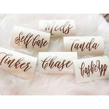 Personalized Bridesmaid Vinyl Decal for Tumblers - Rose Gold Champagne Glass Decals