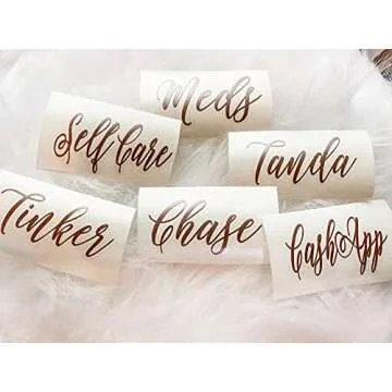 Personalized Bridesmaid Vinyl Decal for Tumblers - Rose Gold Champagne Glass Decals