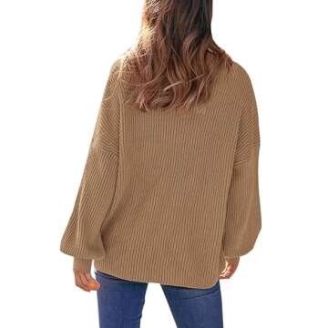 PRETTYGARDEN Long Sleeve Oversized Sweaters for Women Fall 2023 Crew Neck Solid Color Casual Knit Pullover Sweater Tops (Khaki,Small)