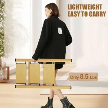 hismocal Foldable 3 Step Stool for Closet/Kitchen-Aluminium Gold Step Ladder Stools, Folding 330lbs Lightweight Ladders with Anti-Slip Wide Pedal, Portable Kids/Adults