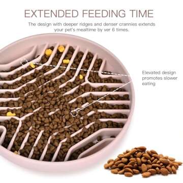 Slow Feeder Dog Bowls, Puzzle Silicone Dog Feeding Bowls with Suction Cups, Anti-Choking, Non-Slip Design, Reduces Boredom, Anxiety, Ideal for Medium to Small Dogs & Cats - XAQMHSW (Pink)