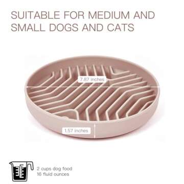 Slow Feeder Dog Bowls, Puzzle Silicone Dog Feeding Bowls with Suction Cups, Anti-Choking, Non-Slip Design, Reduces Boredom, Anxiety, Ideal for Medium to Small Dogs & Cats - XAQMHSW (Pink)