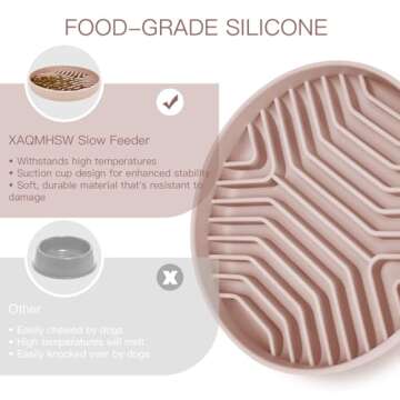 Slow Feeder Dog Bowls, Puzzle Silicone Dog Feeding Bowls with Suction Cups, Anti-Choking, Non-Slip Design, Reduces Boredom, Anxiety, Ideal for Medium to Small Dogs & Cats - XAQMHSW (Pink)