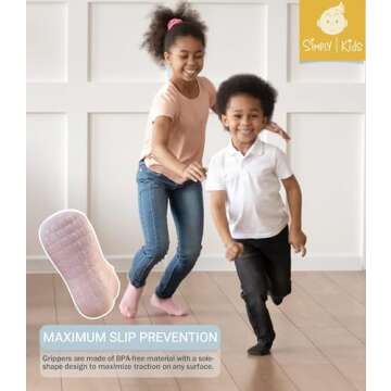 Simply Kids Non-Slip Toddler Ankle Socks (9 Pairs) – Superior Grip, Soft Cotton, for Active Baby G...