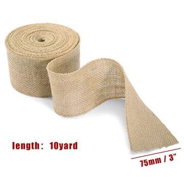 Humphrey's Craft 3 Inch Natural Burlap Fabric Ribbon - 10 Yards for Crafts Gift Wrapping Decoration Christmas Tree Succulents Chairs Dining Tables.