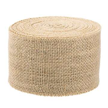 Humphrey's Craft 3 Inch Natural Burlap Fabric Ribbon - 10 Yards for Crafts Gift Wrapping Decoration Christmas Tree Succulents Chairs Dining Tables.