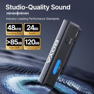 BOYA BOYALINK 2 Wireless Lavalier Microphone for iPhone Camera Android, Mini Lapel Mic, 48 KHz 24 Bit, 6mm Mic, 1000ft, 30h Use, Noise Cancelling, Clip on Mic USB-C/Lightning/3.5mm TRS, Vlog, iPad