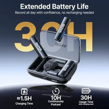 BOYA BOYALINK 2 Wireless Lavalier Microphone for iPhone Camera Android, Mini Lapel Mic, 48 KHz 24 Bit, 6mm Mic, 1000ft, 30h Use, Noise Cancelling, Clip on Mic USB-C/Lightning/3.5mm TRS, Vlog, iPad
