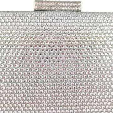 Boutique De FGG Bling Evening Bags and Clutches for Women Formal Party Crystal Clutch Bag Wedding Rhinestone Handbags, Mini,Silver