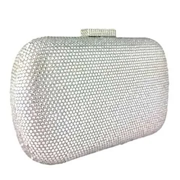 Boutique De FGG Bling Evening Bags and Clutches for Women Formal Party Crystal Clutch Bag Wedding Rhinestone Handbags, Mini,Silver