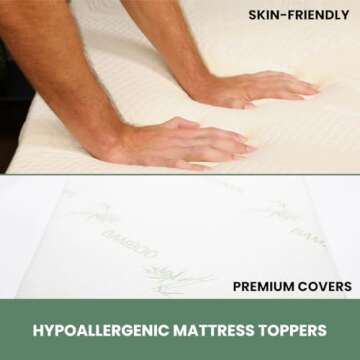 3" Inch Organic Latex Mattress Topper Pad with Organic Cotton Cover Protector (California King Size, Soft) GOLS Certified, Back Pain Relief Support, Hypoallergenic, Cooling and Breathable