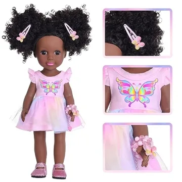 14.5 Inch Black Doll with Accessories for Kids