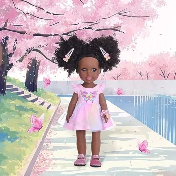 14.5 Inch Black Doll with Accessories for Kids