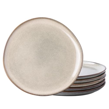 AmorArc Handmade Reactive Glaze Ceramic Plates - Set of 6