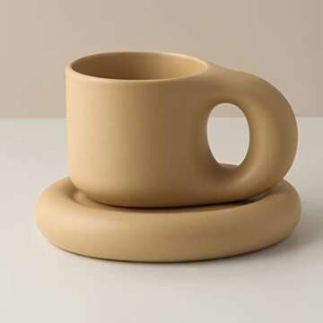 Nordic Style Fat Handle Coffee Mug with Saucer for Coffee Lovers